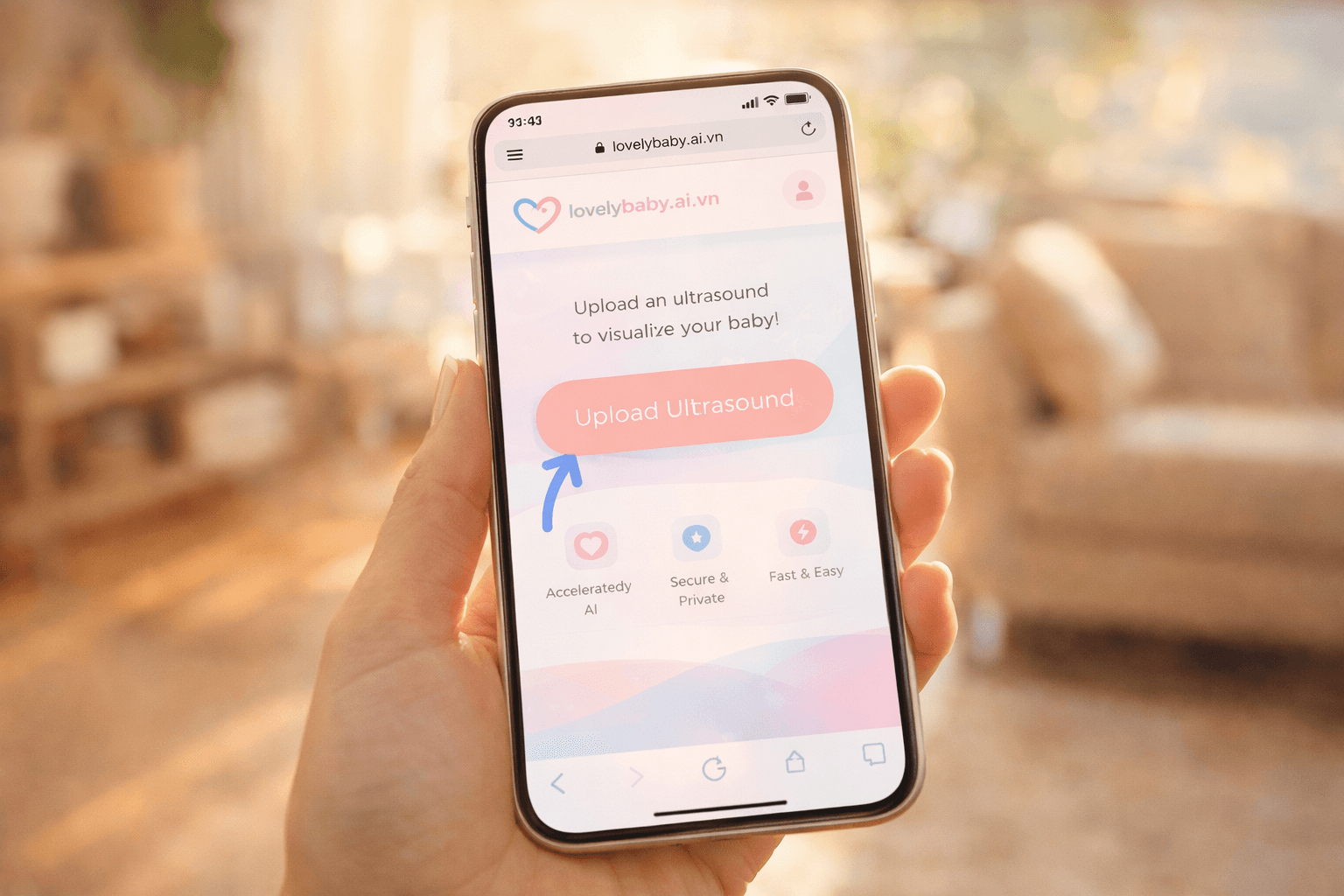Chỉ với 1 chạm, hệ thống AI sẽ phân tích và tái tạo khuôn mặt bé.